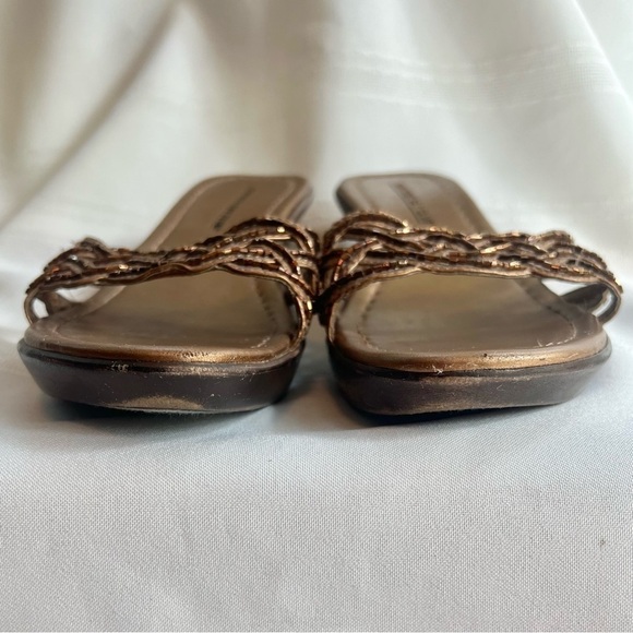 $5 ADD ON with $15+ Bundle Platform Wedge Beaded Sandal Bronze Sz 6 - Picture 9 of 12